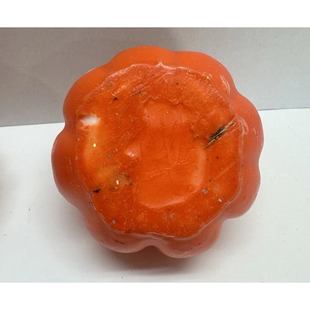 Pair Jack -O-Lantern Pumpkin Shaped Wax Halloween Candles NOS Orange